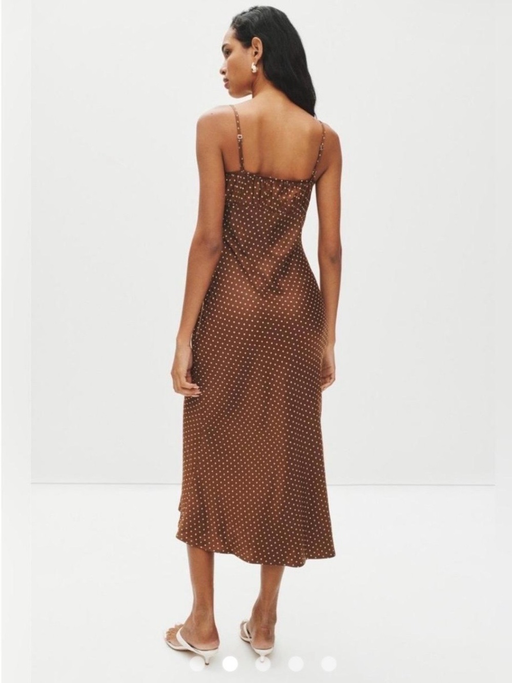 Ciao Lucia Brown Polka Dot Slip Midi Dress - Picture 2 of 5